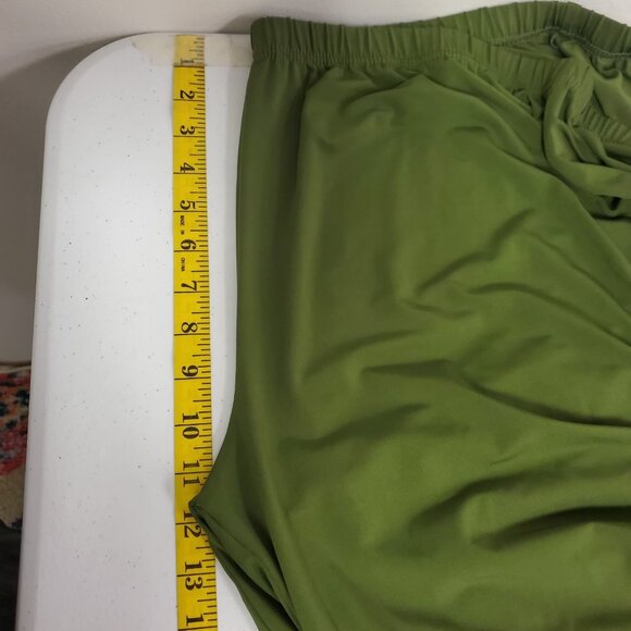 Bob Mackie Womens Wide Leg Pull On Pants Size 1X Petite Green Artsy Stretch - Picture 10 of 13